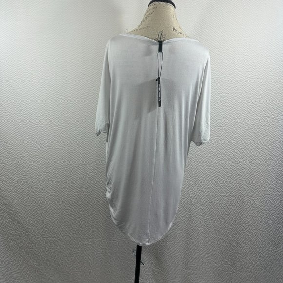 Made by Johnny Women's White Short Sleeve Boat Neck Dolman Top Side Shirring NWT - Picture 5 of 7